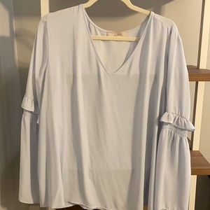 Loft bell sleeve ruffle top